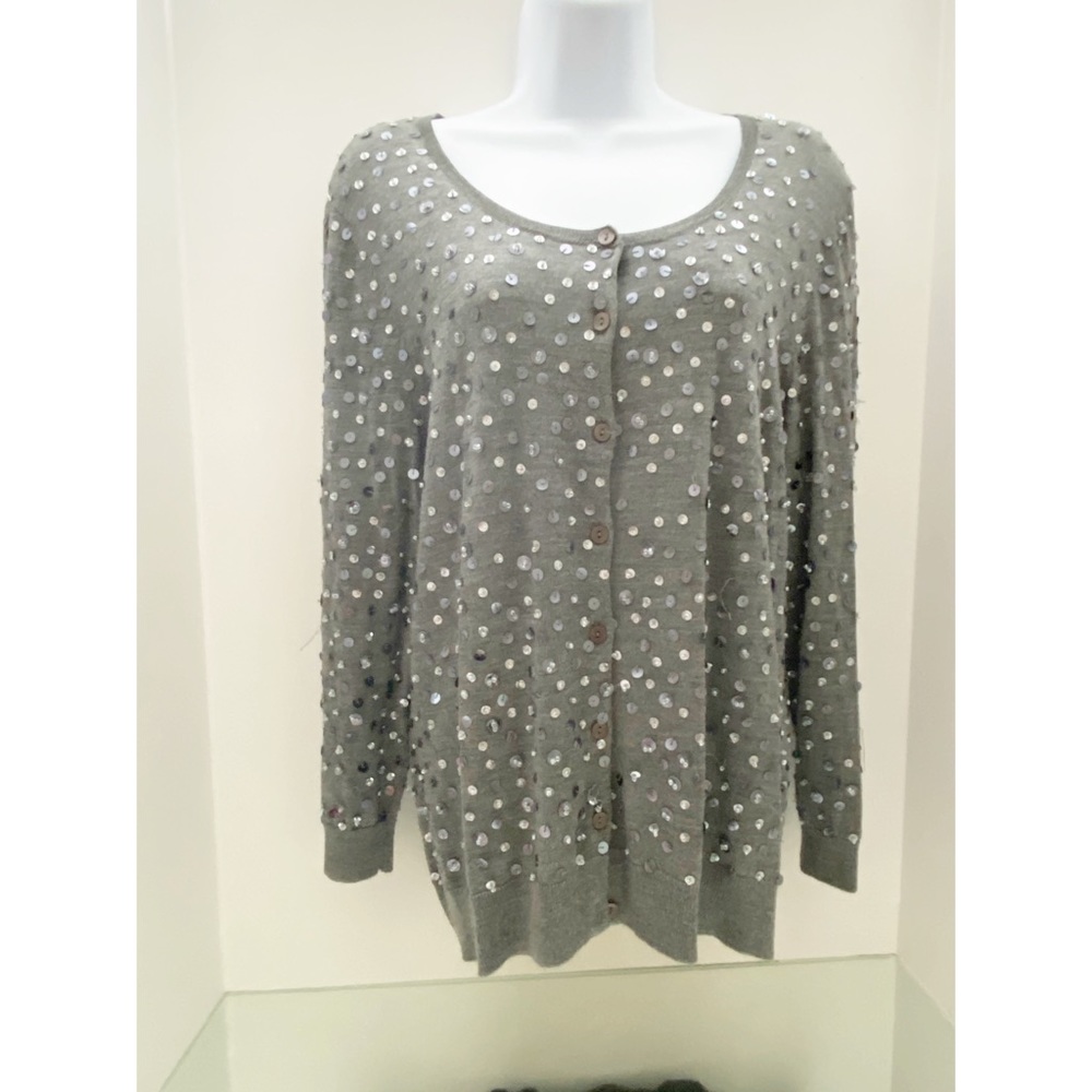 Halogen Button Down Sequined Sweater - image 1